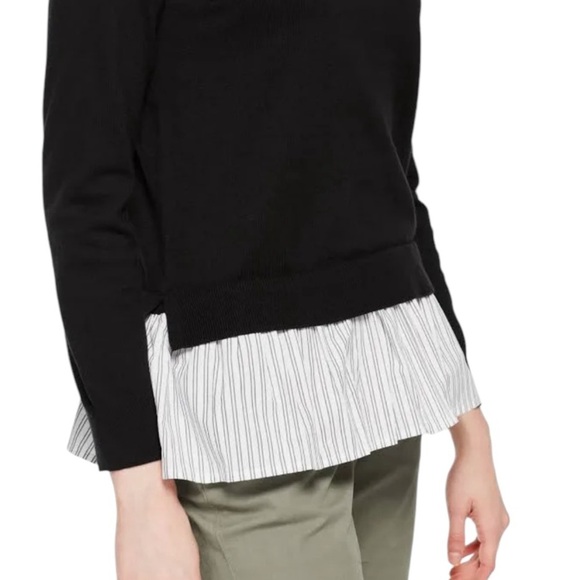 Kate spade Mixed Media Stripe Hem Cotton Silk Sweater Black Size XS - Picture 3 of 9